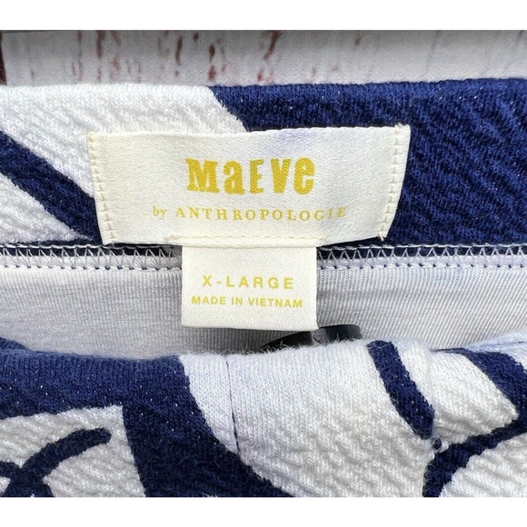 Maeve Anthropologie Women's Flared Floral Print Skirt Blue White Button Front XL - Picture 7 of 9